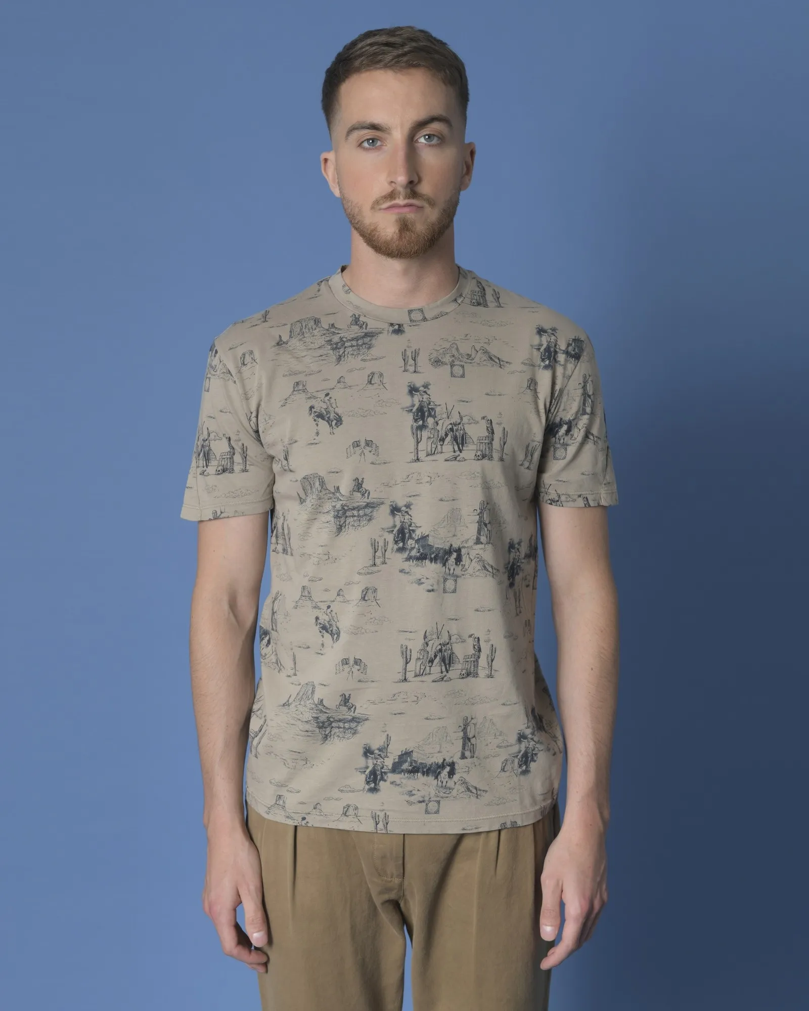 T-shirt taupe imprimé Woolgroup 