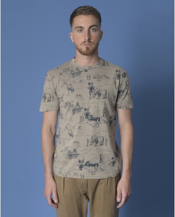 T-shirt taupe imprimé Woolgroup 