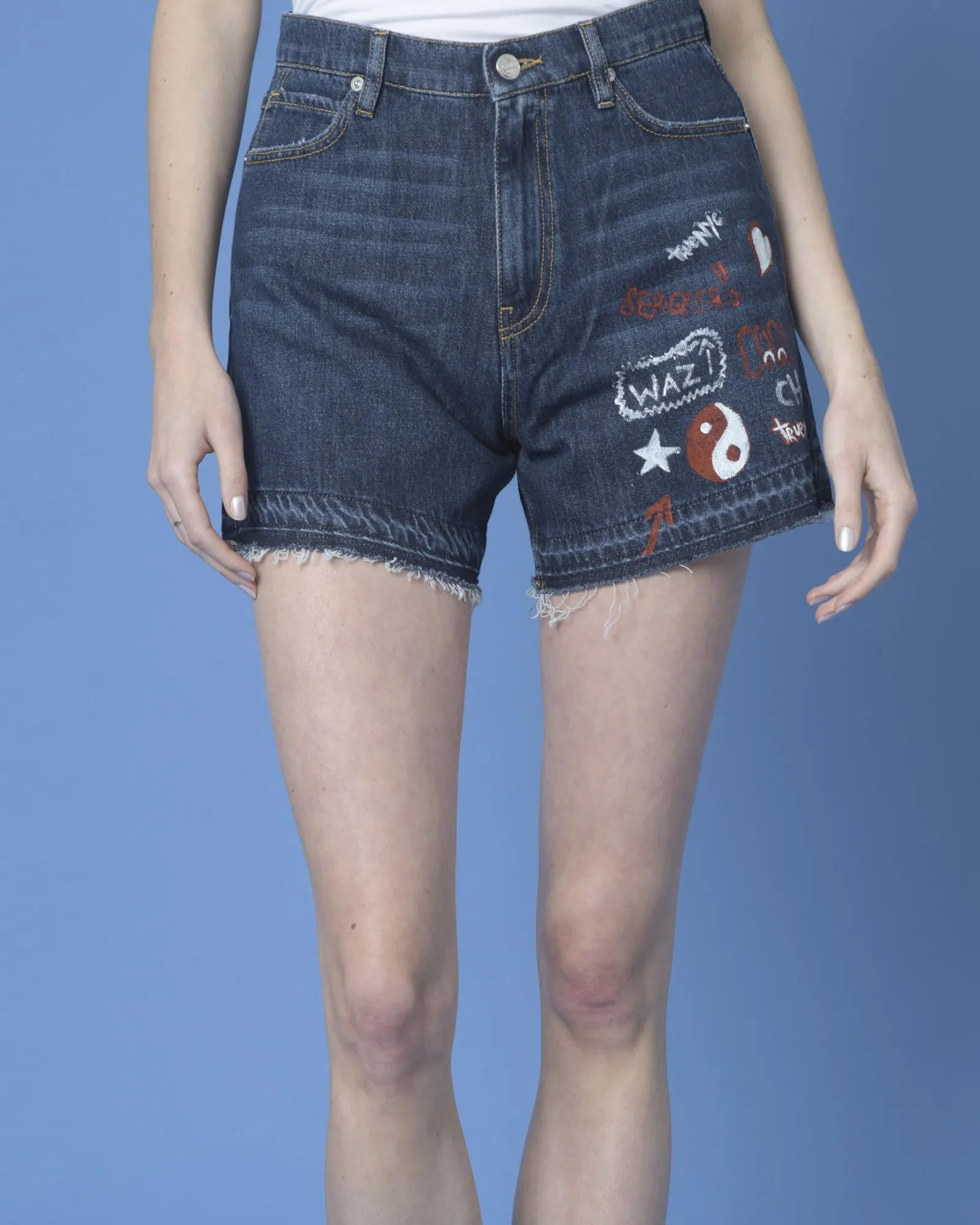 Mini short avec des graffiti imprimés en jean True NYC 