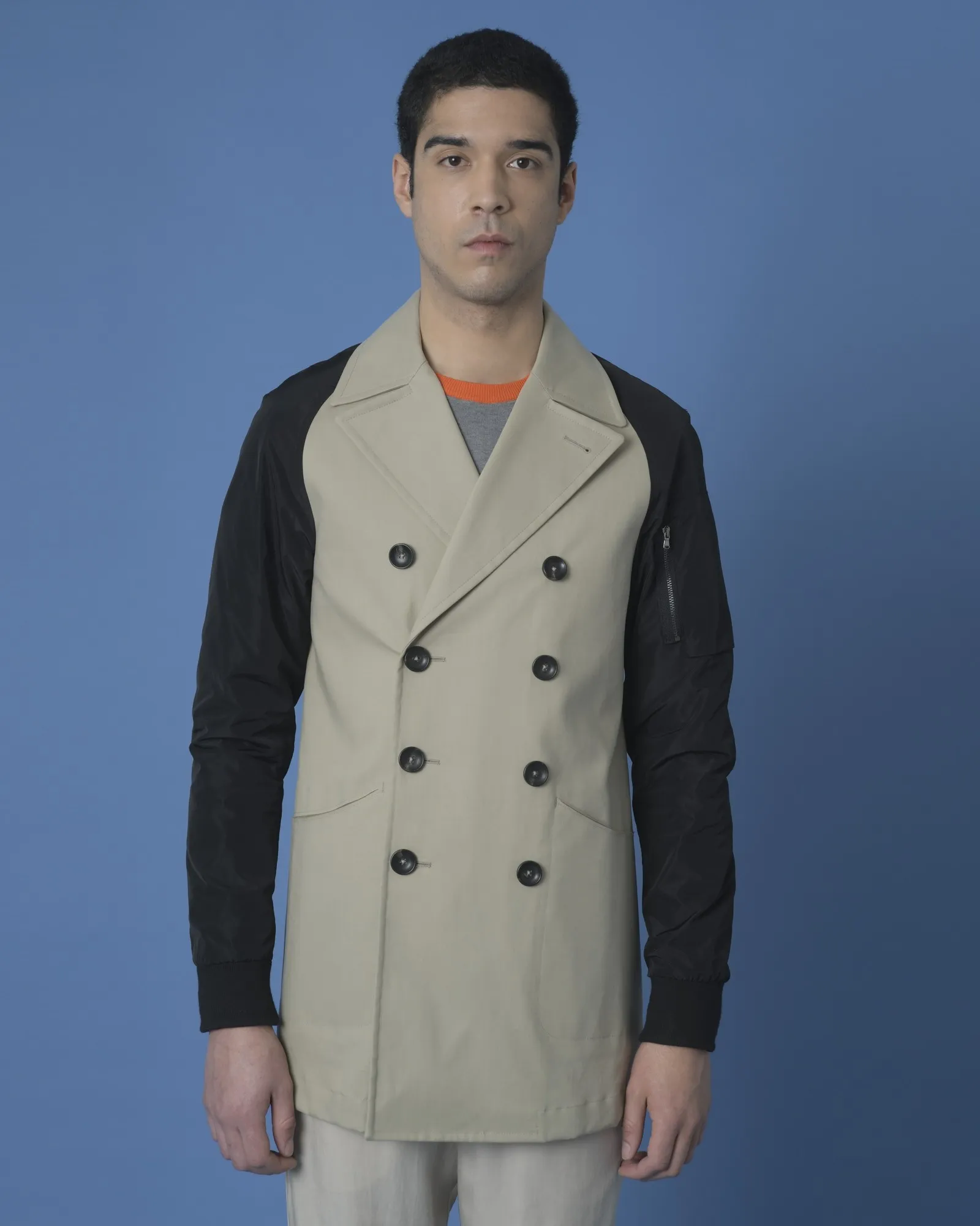 Trench coat bi matière beige Ly Adams 