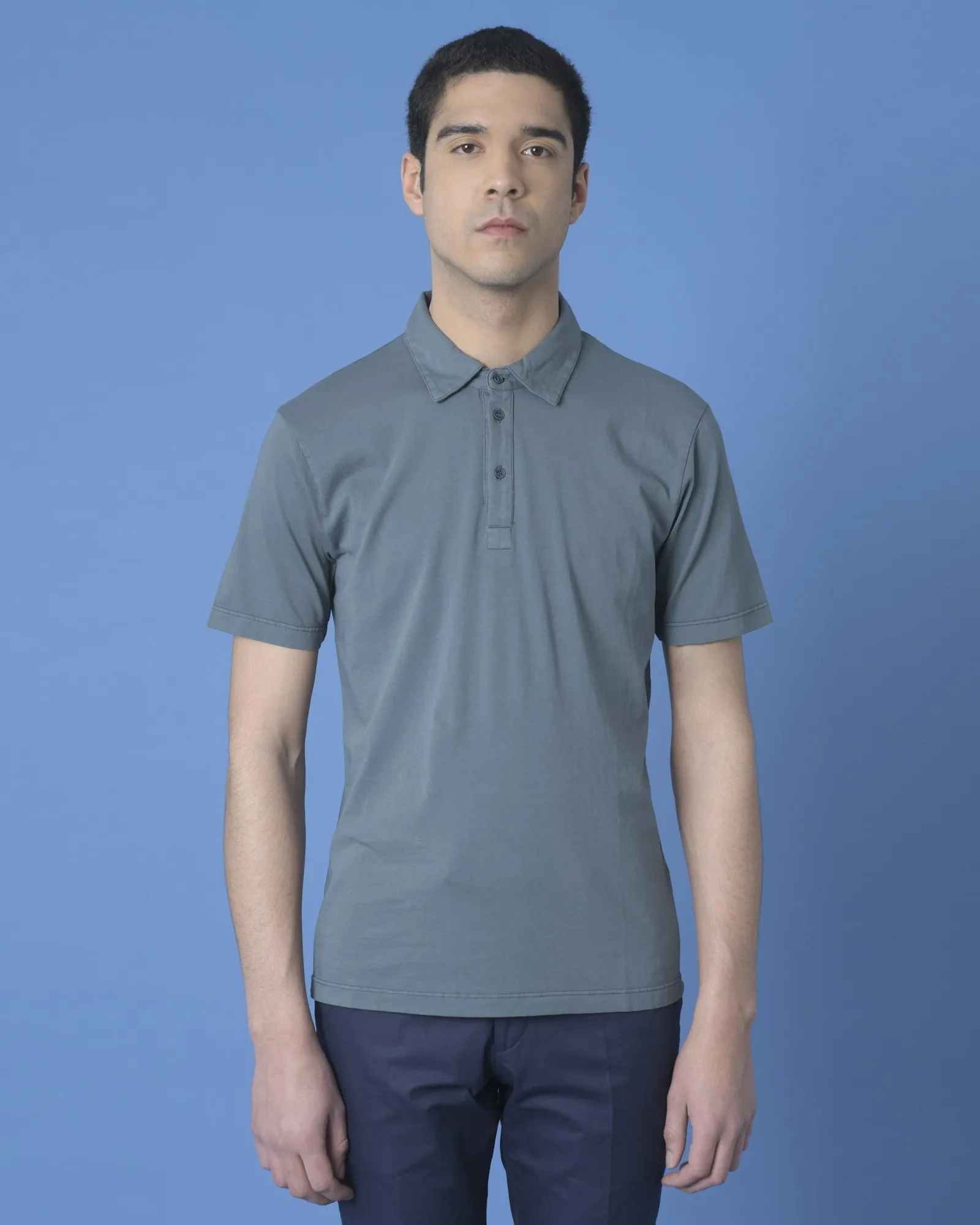 Polo gris/bleu Woolgroup 