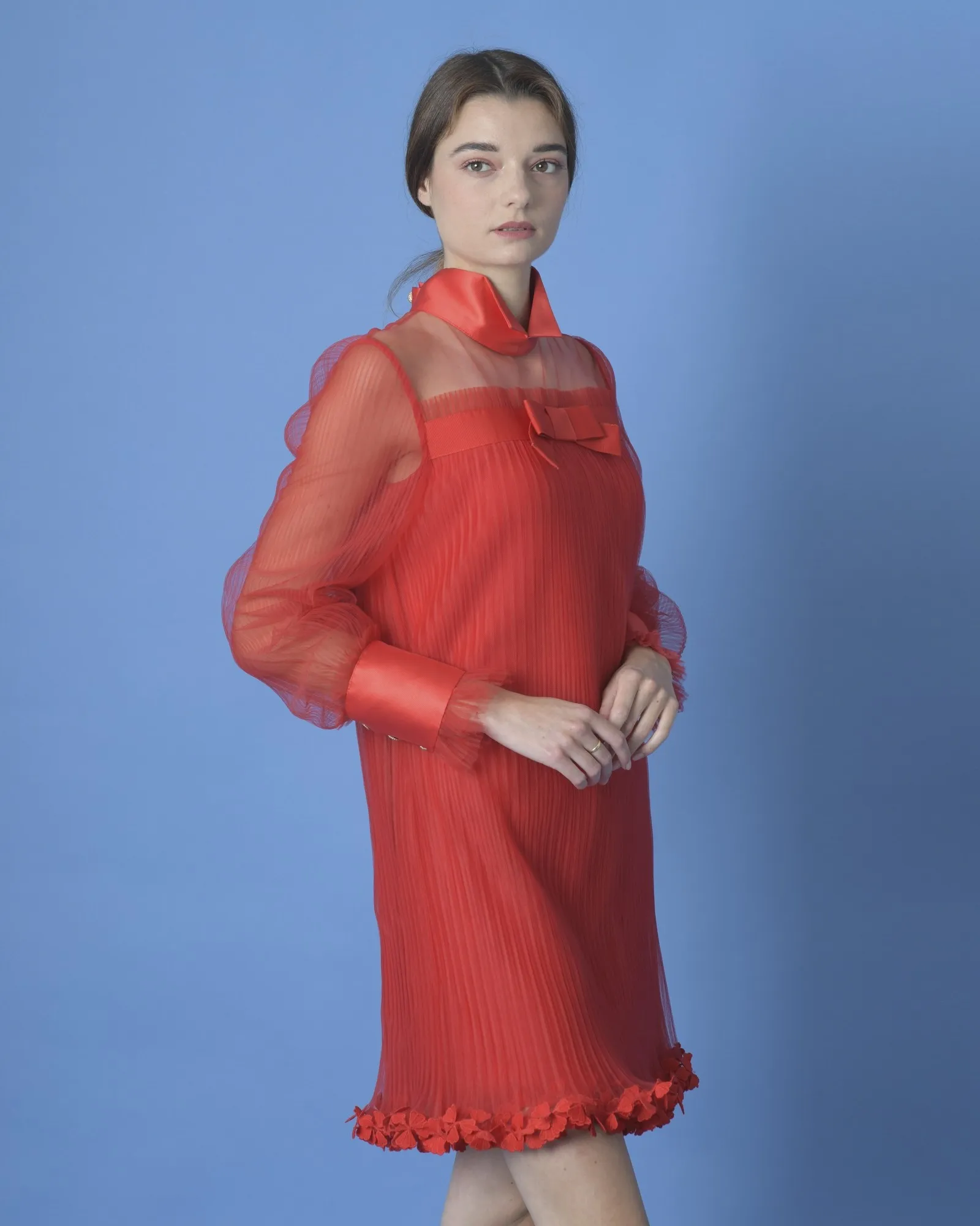 Robe en tulle plissée Edward Achour 