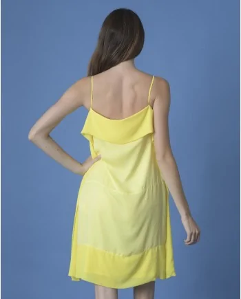 Robe jaune à volants John Galliano 