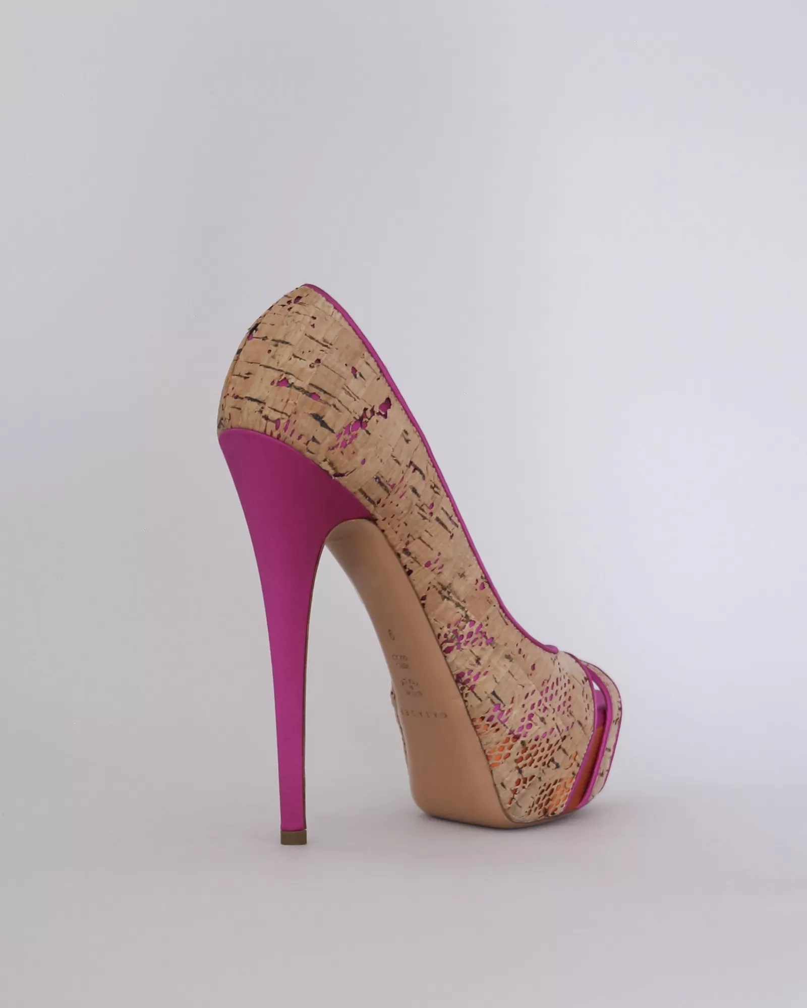 Escarpins à talons en effet liège rose Casadei 