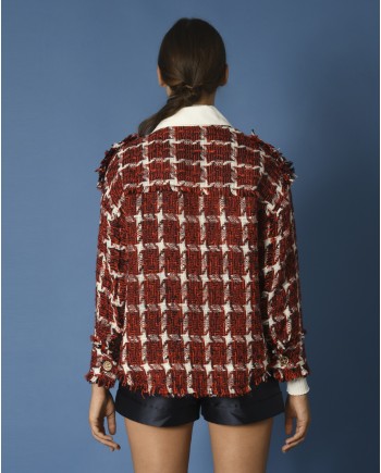 Veste en tweed rouge Edward Achour 