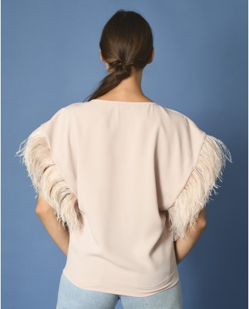 Blouse rose à plumes P.A.R.O.S.H 