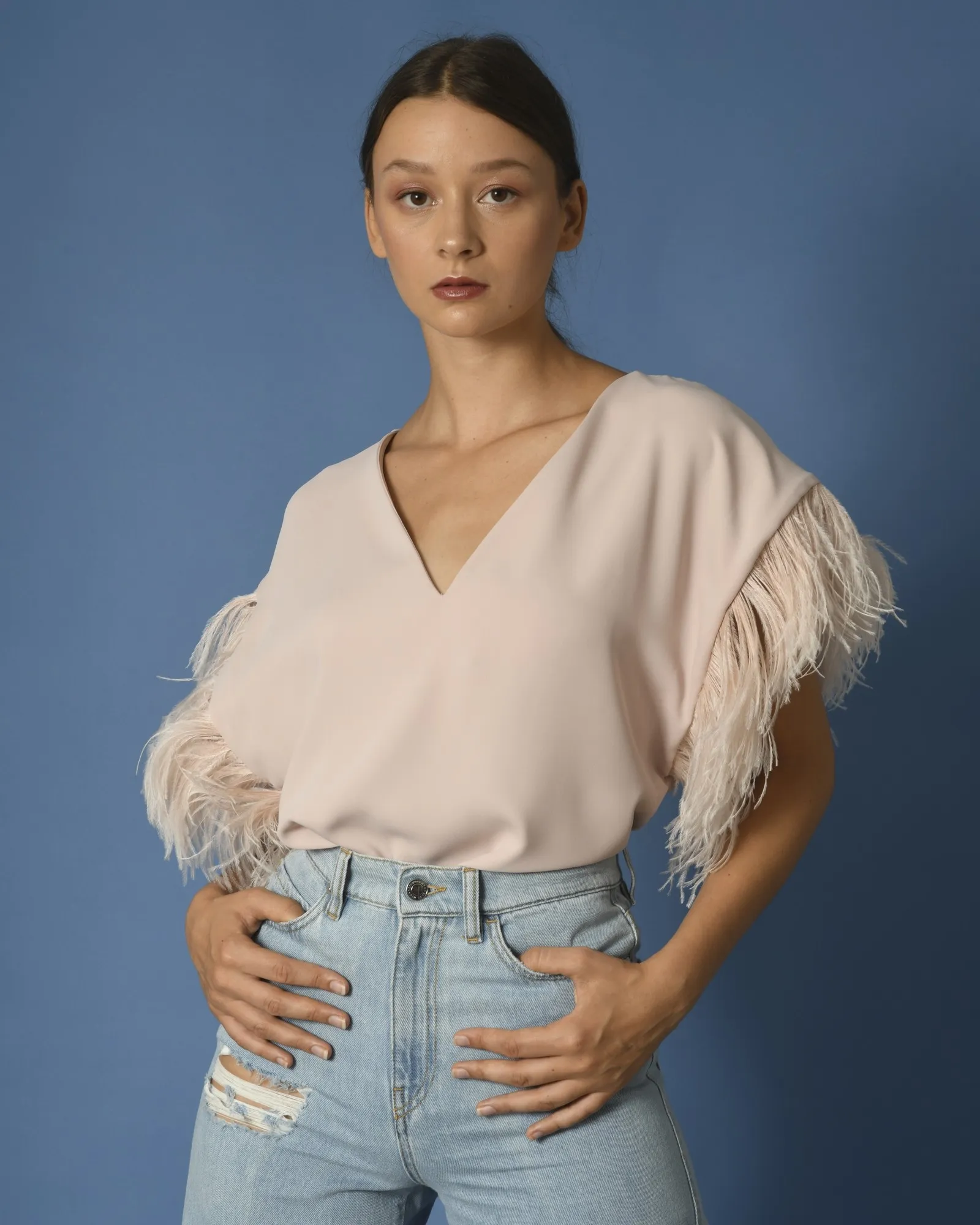 Blouse rose à plumes P.A.R.O.S.H 