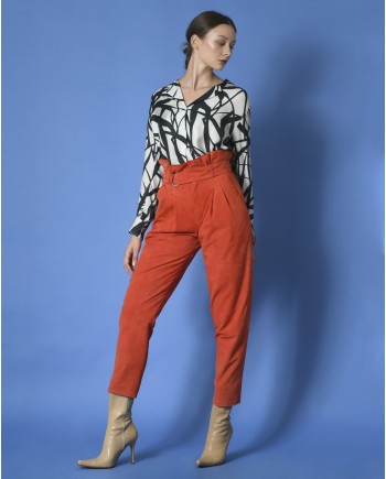 Pantalon carotte en daim P.A.R.O.S.H 