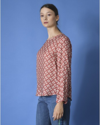 Blouse rouge à motifs Diega 