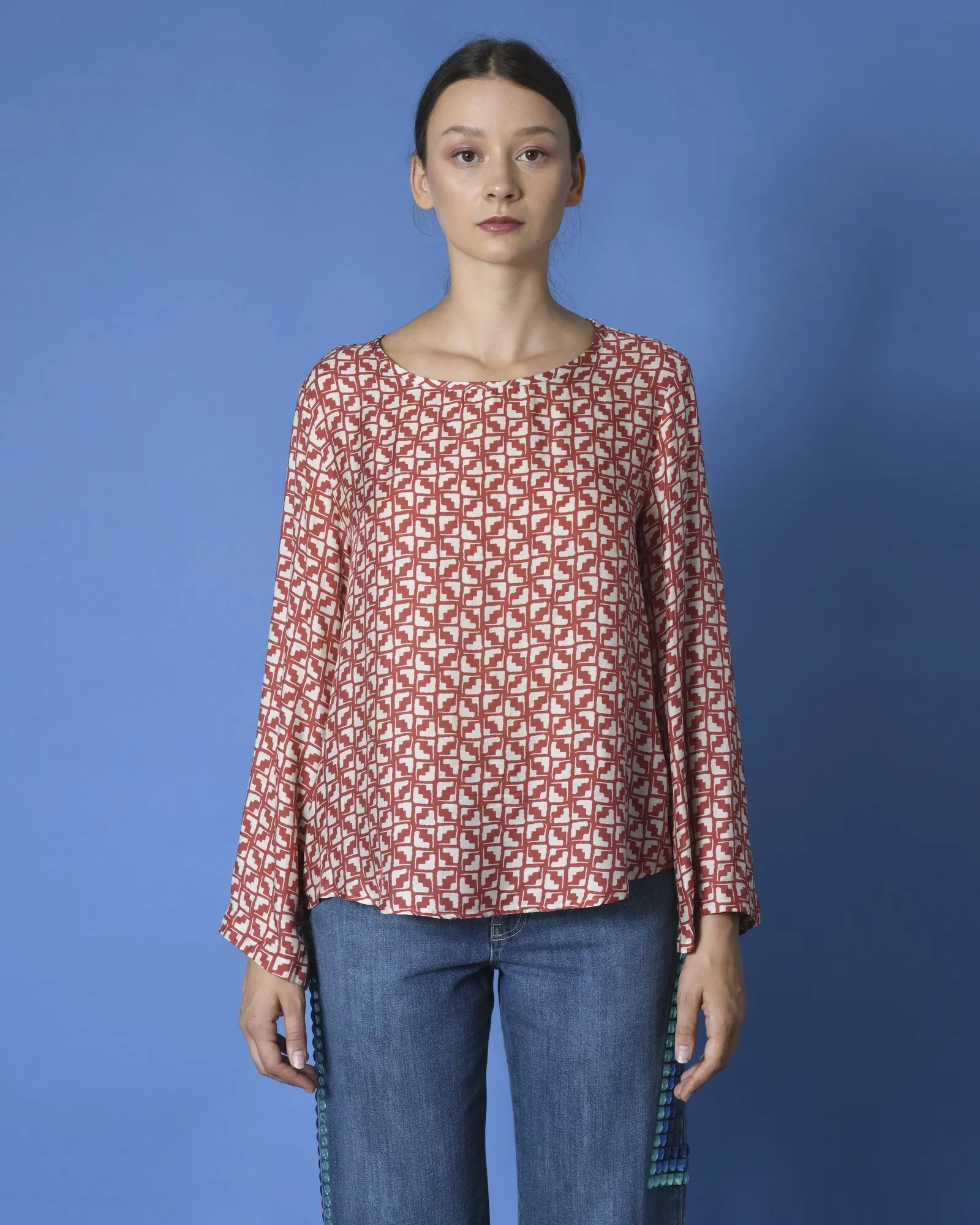 Blouse rouge à motifs Diega 