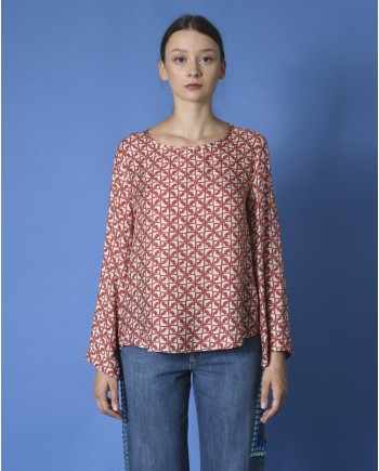 Blouse rouge à motifs Diega 