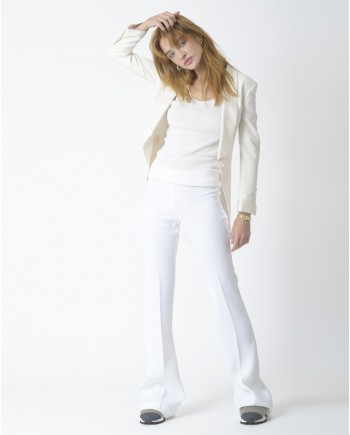 Pantalon blanc coupe évasée Space Simona Corsellini 