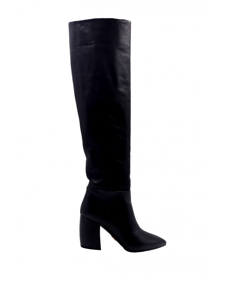 Bottes noires en cuir Prada 