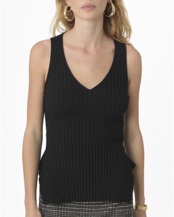 Top en laine Merinos noire Stefano Mortari 