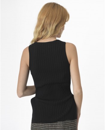 Top en laine Merinos noire Stefano Mortari 