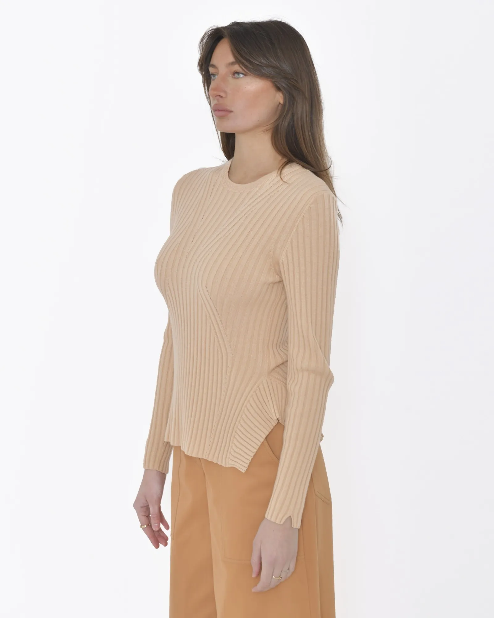 Top en laine Merinos beige Stefano Mortari 