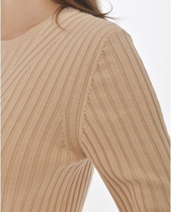 Top en laine Merinos beige Stefano Mortari 