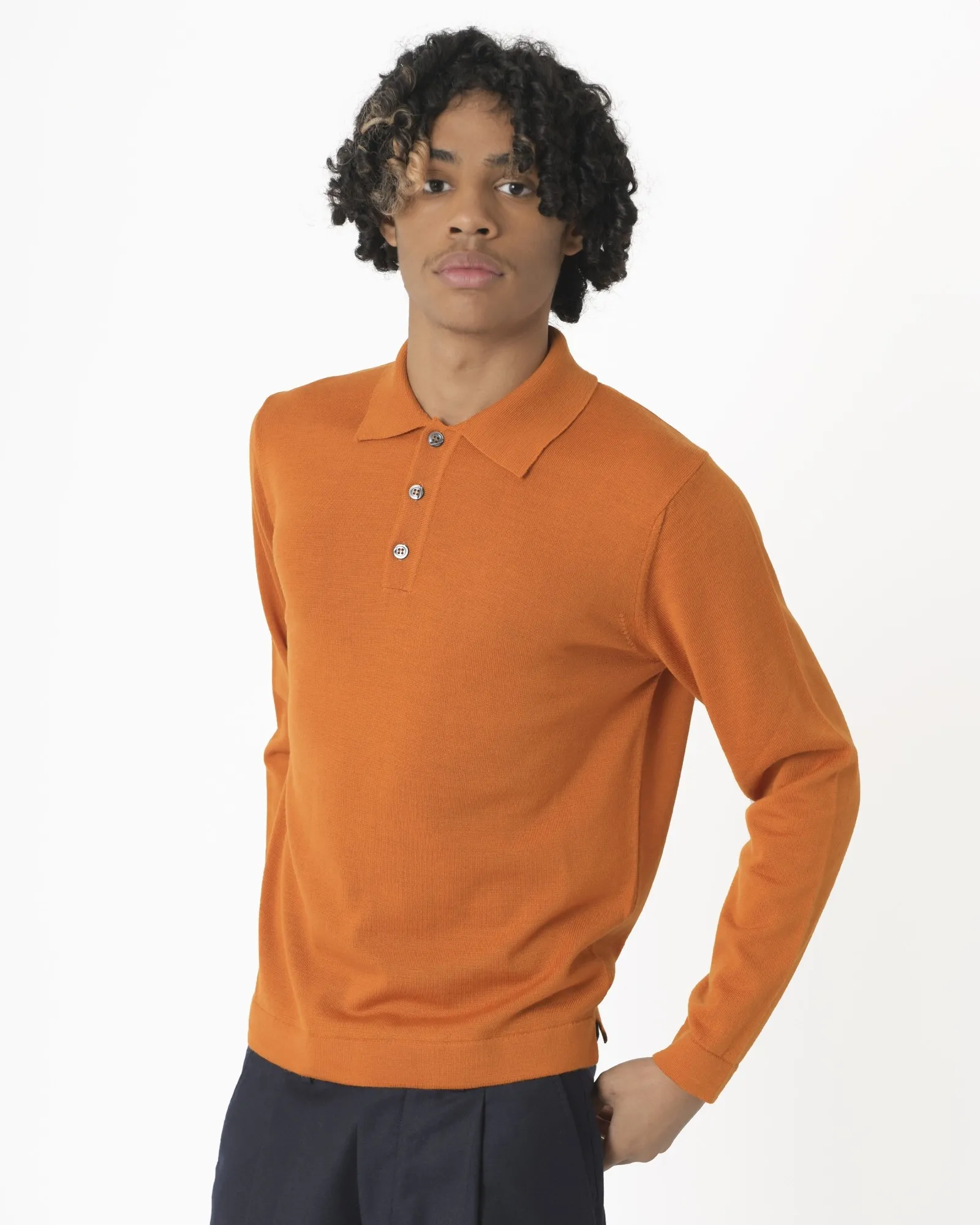 Polo manches longues orange Vneck 