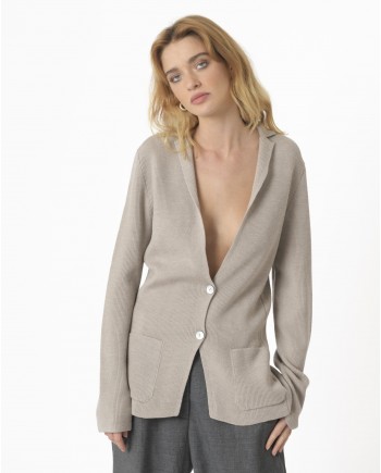 Cardigan en laine beige Manostorti 