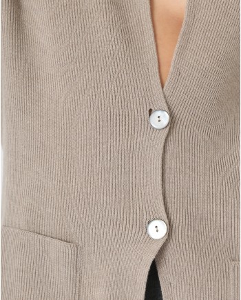 Cardigan en laine beige Manostorti 