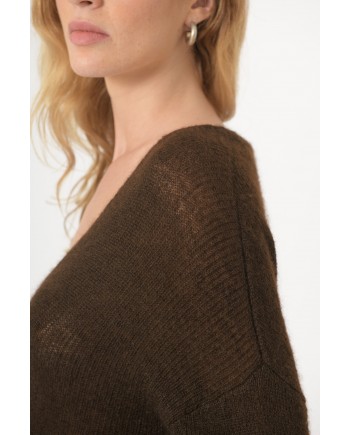 Cardigan marron en maille Pomandere 