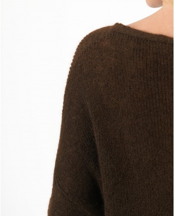 Cardigan marron en maille Pomandere 