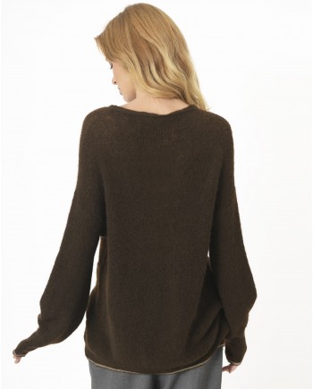 Cardigan marron en maille Pomandere 