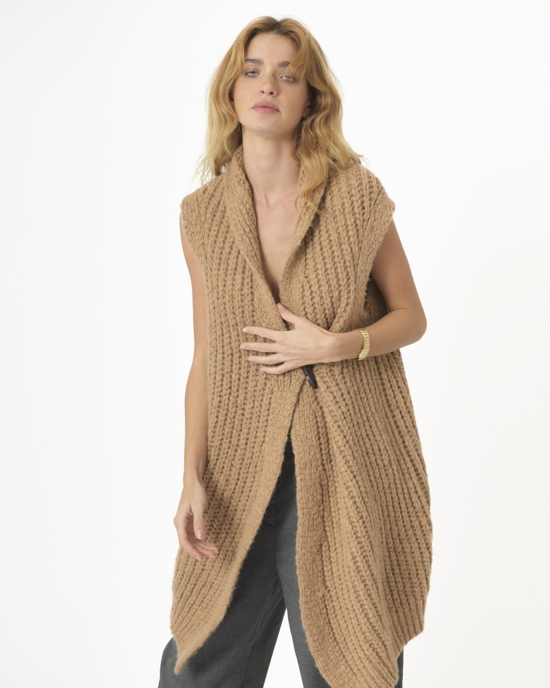 Cardigan en laine vierge sans manches Pomandere 