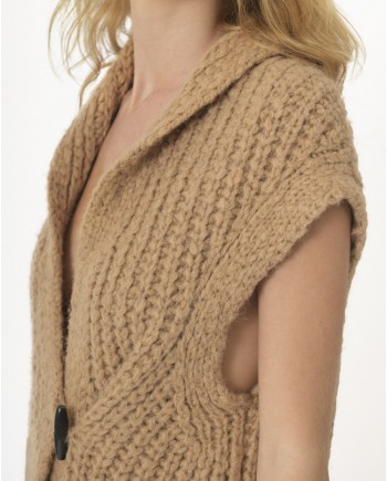 Cardigan en laine vierge sans manches Pomandere 