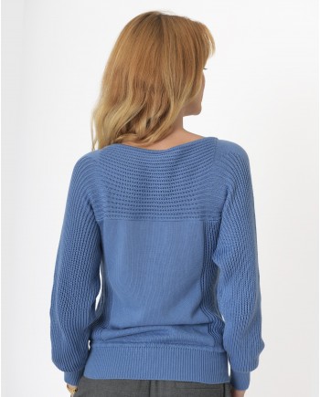 Pull en coton bleu à poche kangourou Fendi 