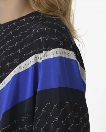 Blouse en soie tricolore à logo Stella McCartney 