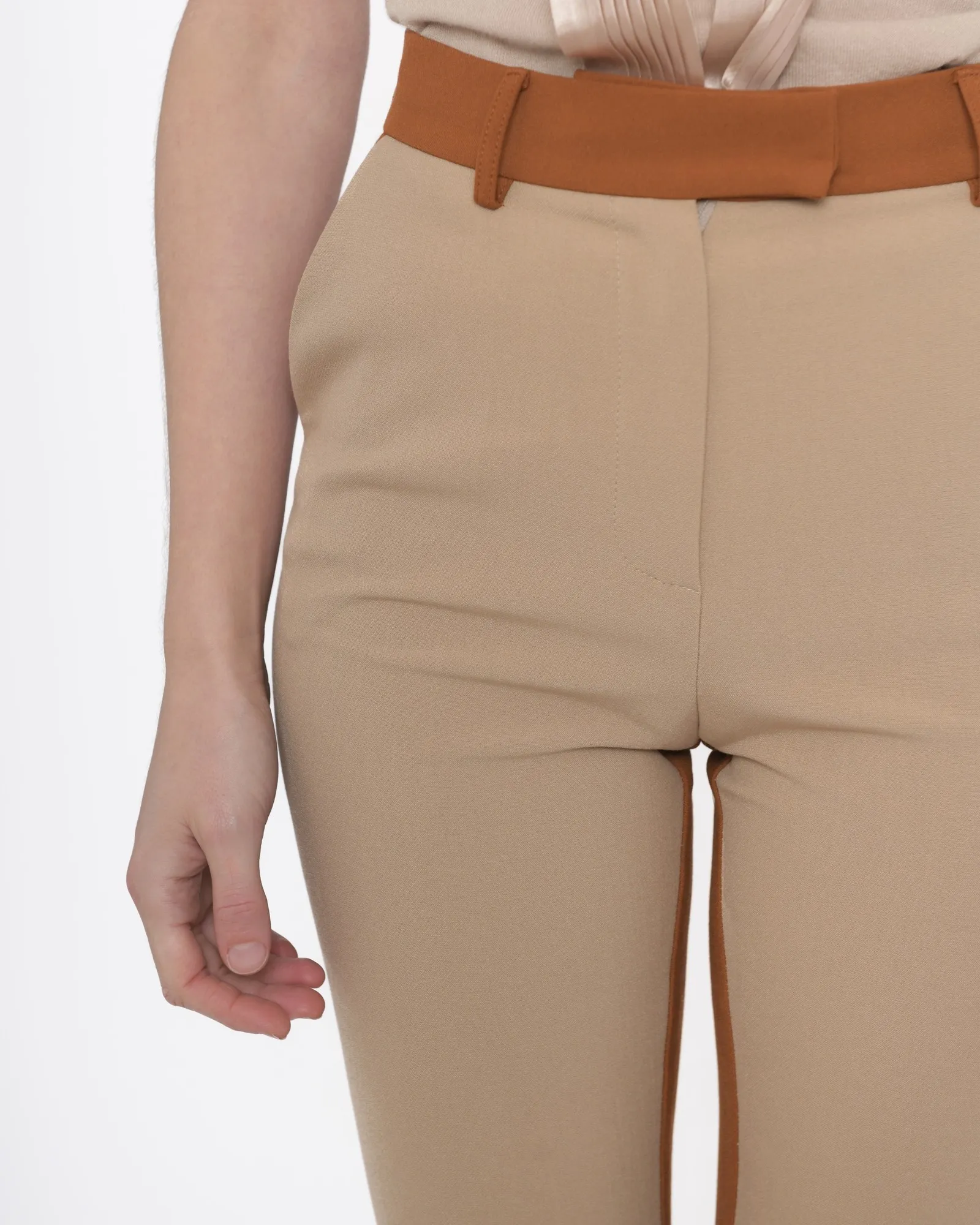 Pantalon droit multicolore camel Space Simona Corsellini 