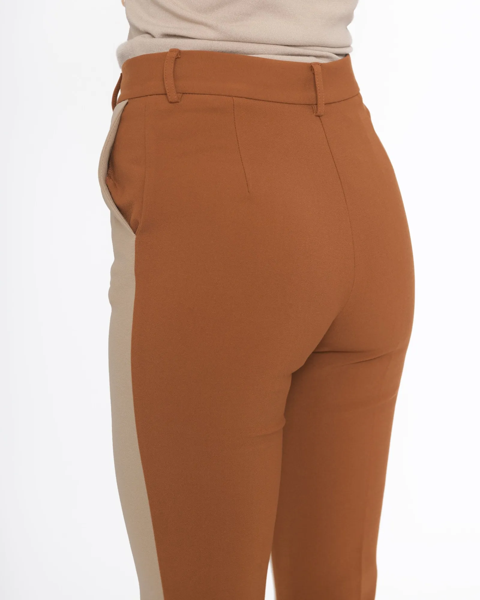 Pantalon droit multicolore camel Space Simona Corsellini 