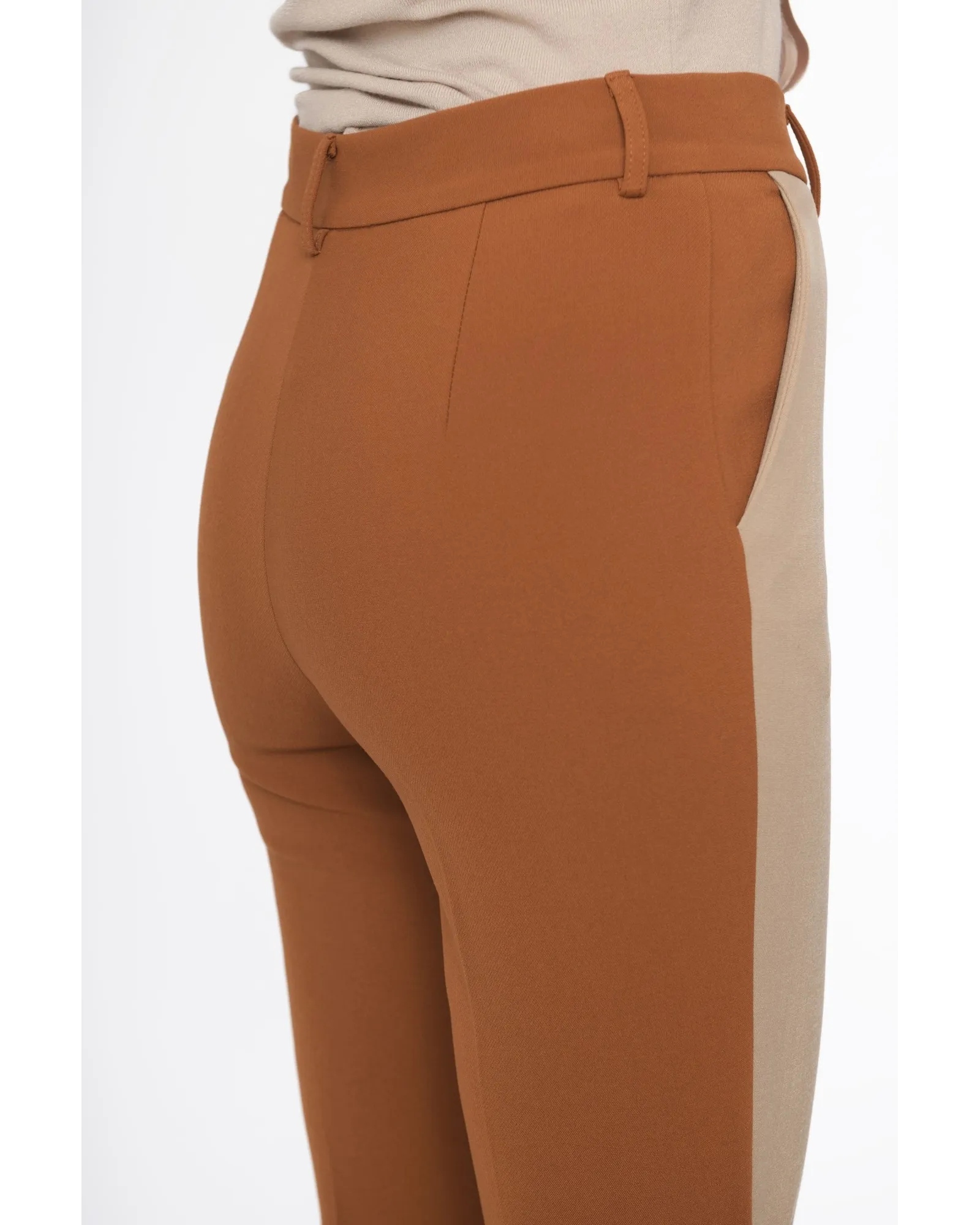 Pantalon droit multicolore camel Space Simona Corsellini 