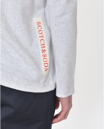 Sweat gris avec bannière logo rouge Scotch & Soda 