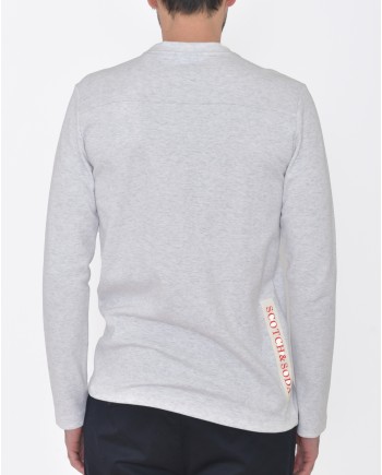 Sweat gris avec bannière logo rouge Scotch & Soda 