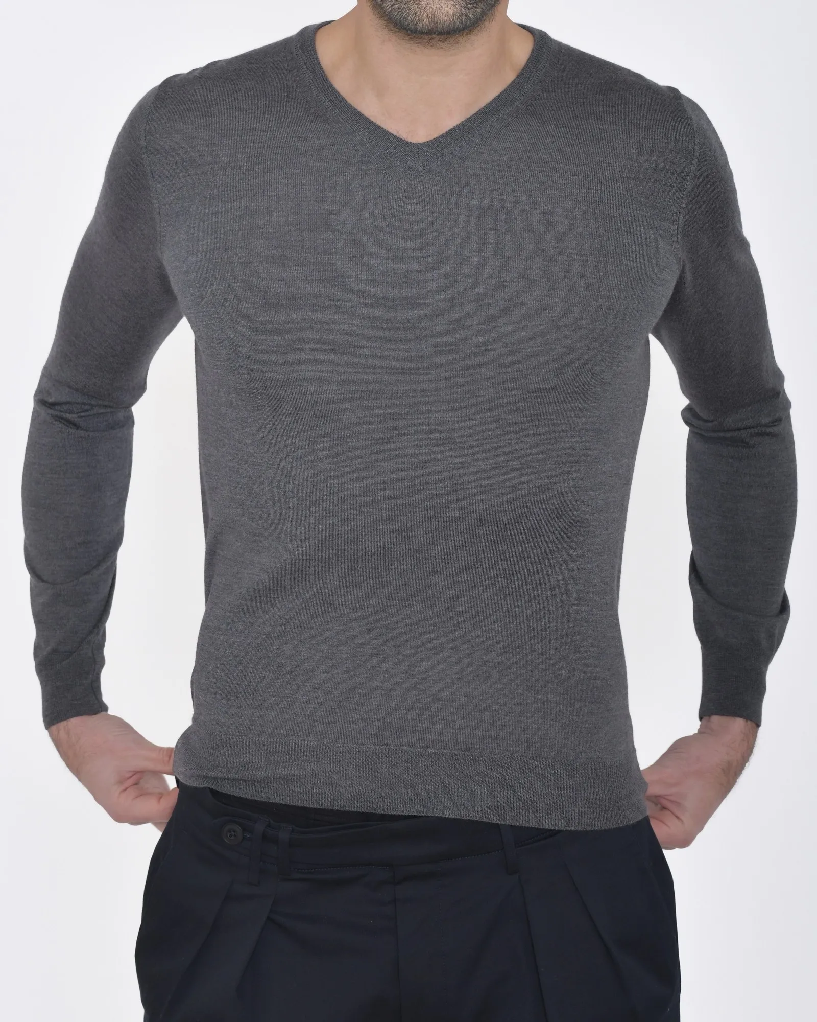 Pull col V gris Vneck 