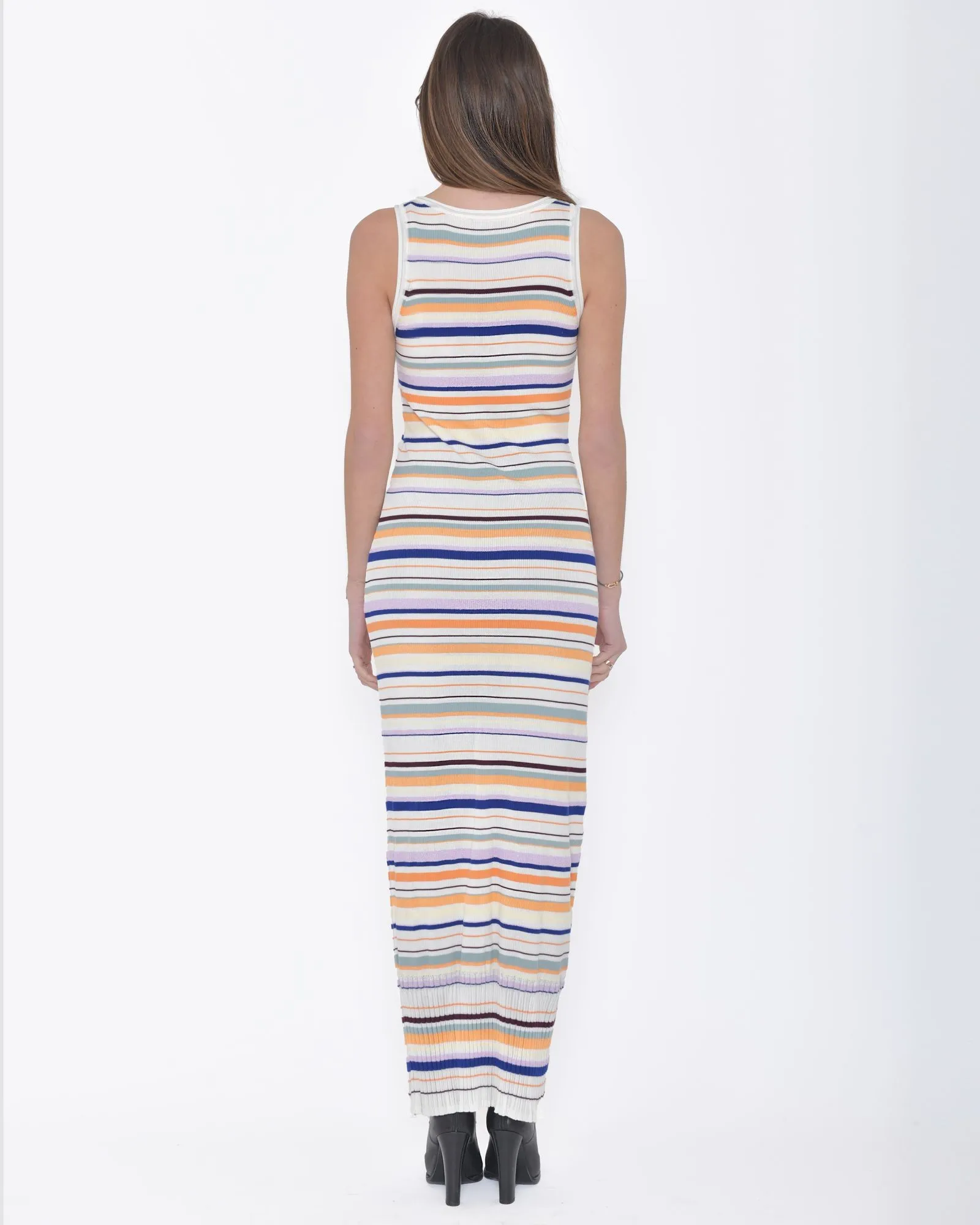 Robe moulante longue motif à rayures multicolores Missoni 