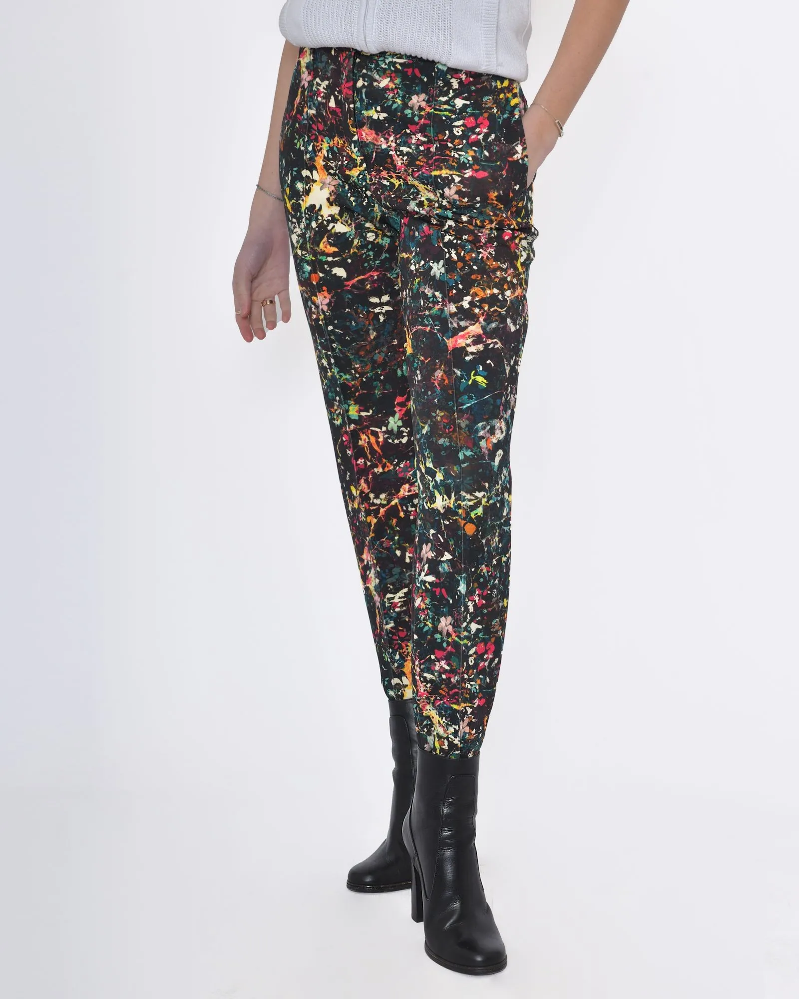 Pantalon carotte pinces motifs florales Missoni 