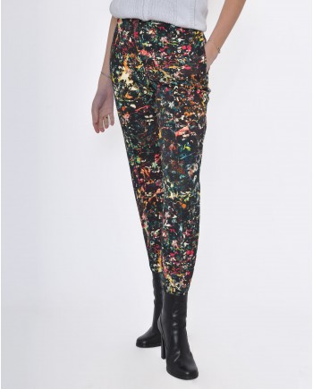 Pantalon carotte pinces motifs florales Missoni 