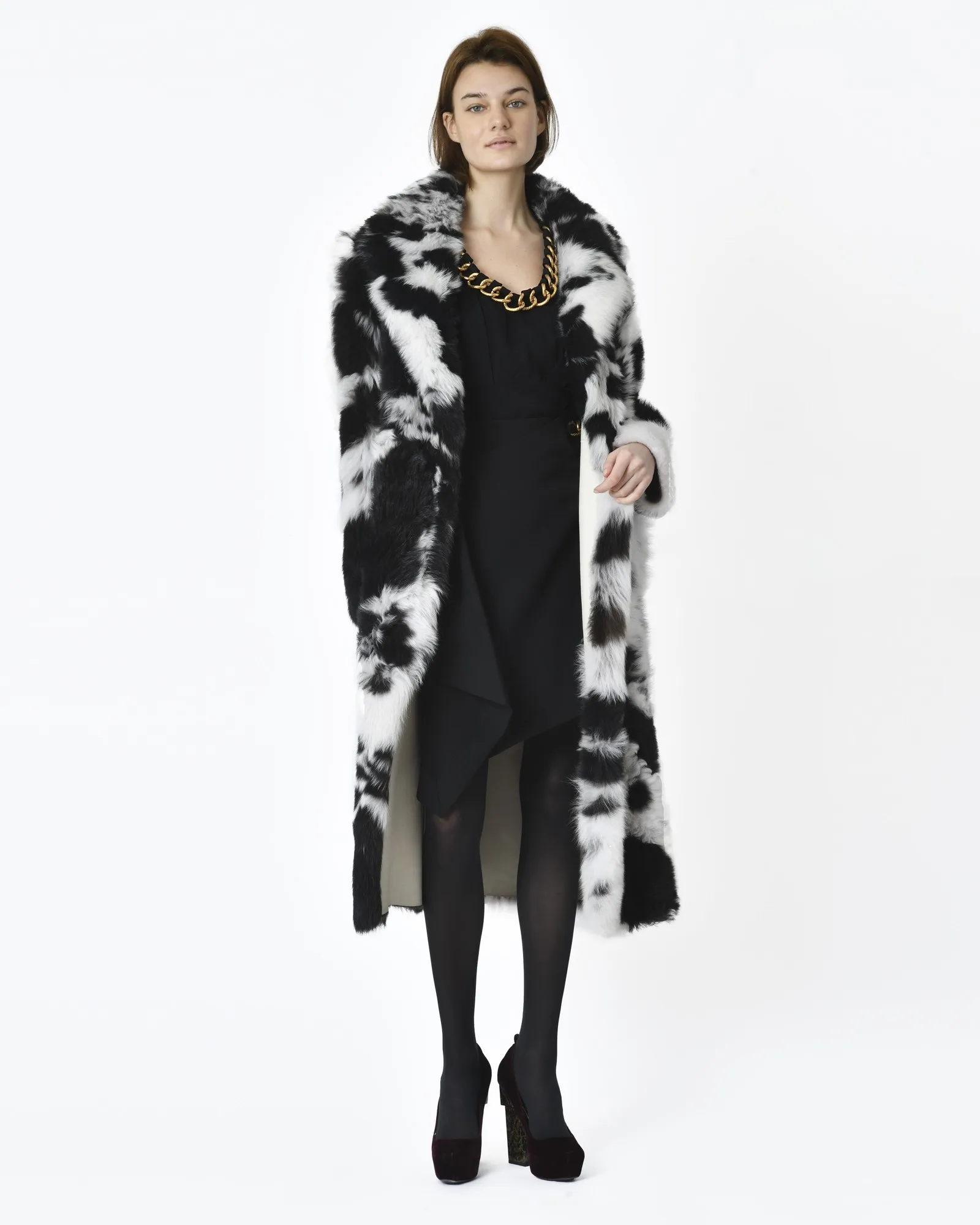 Manteau en fourrure black and white Biancalani 