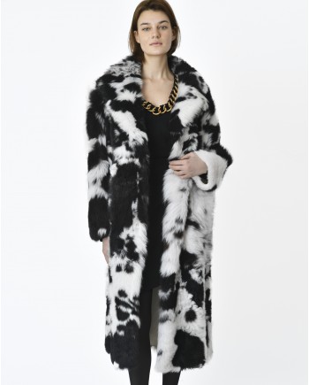 Manteau en fourrure black and white Biancalani 