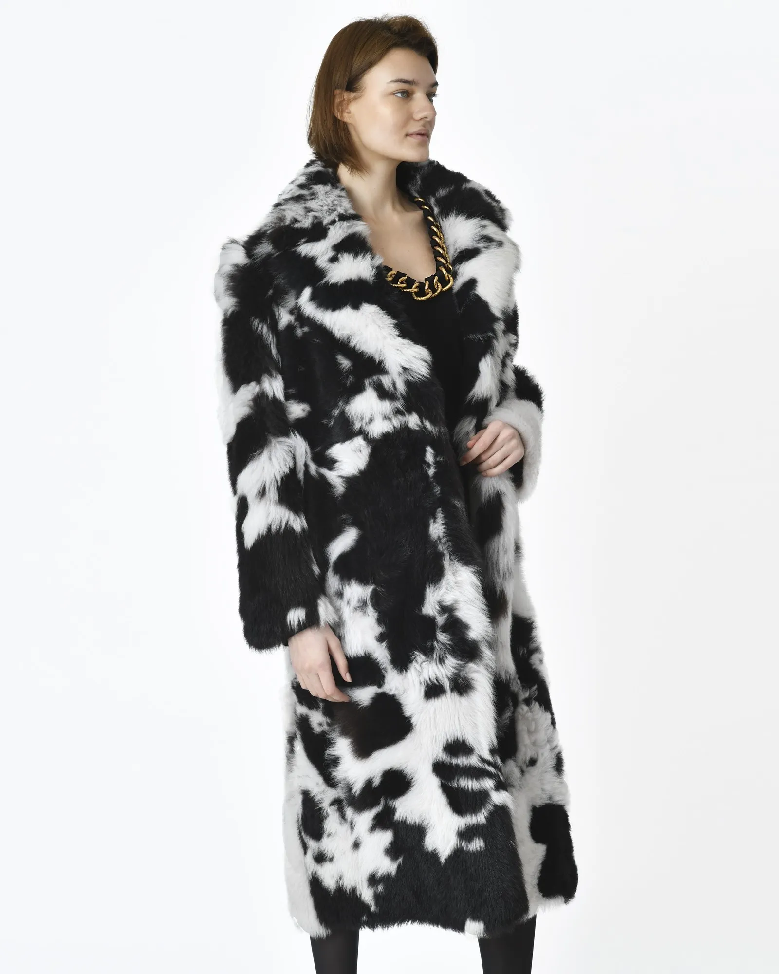 Manteau en fourrure black and white Biancalani 