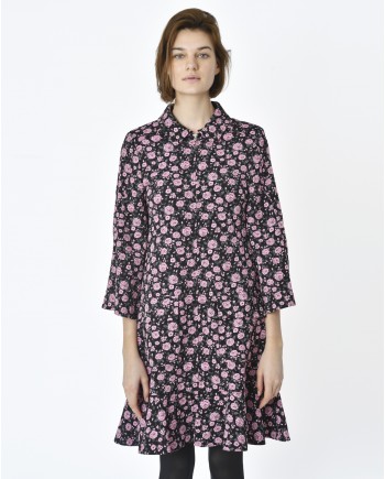 Robe noir motif à fleurs roses Blumarine 