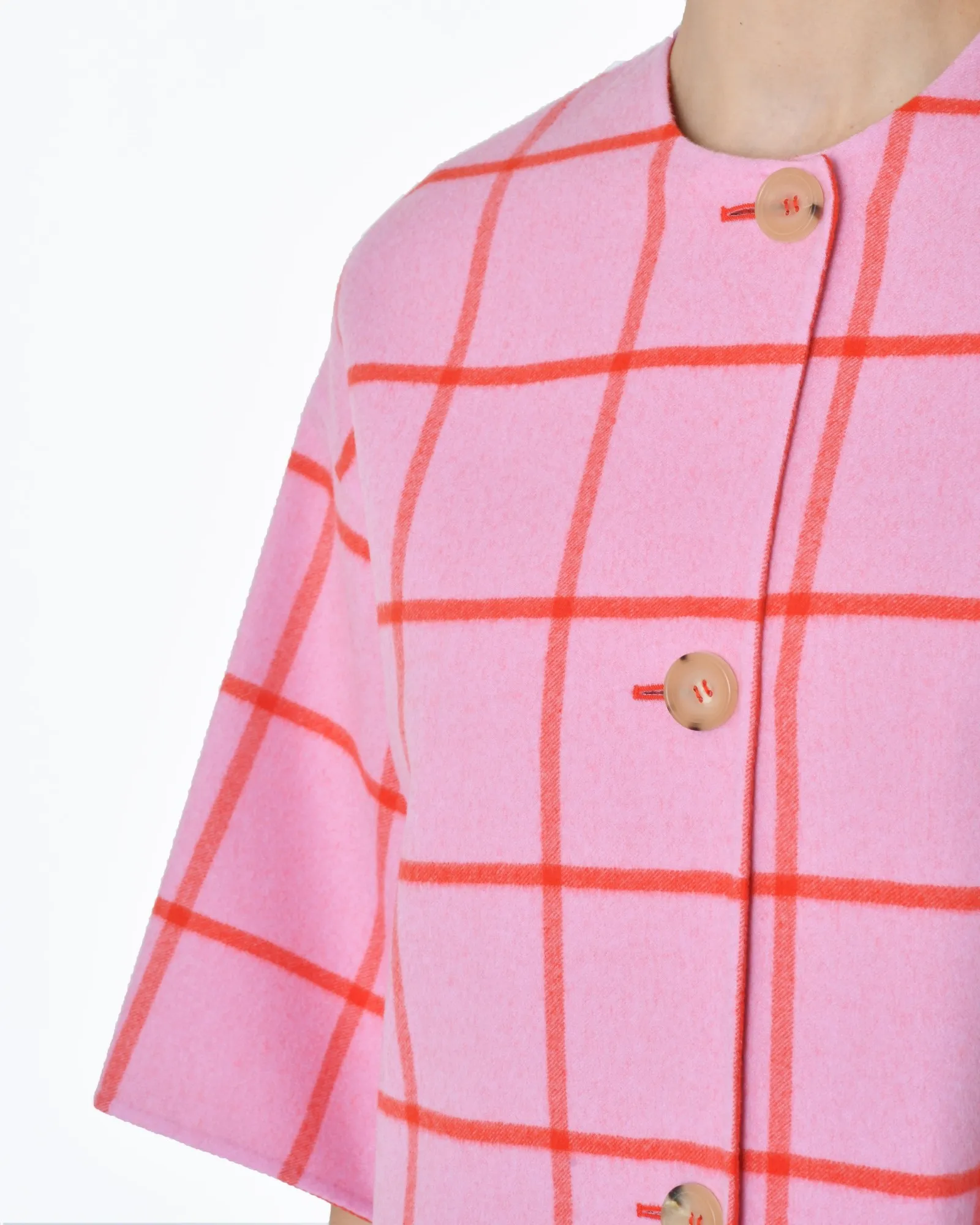 Manteau réversible rose à carreaux rouges Sorelle Secli 