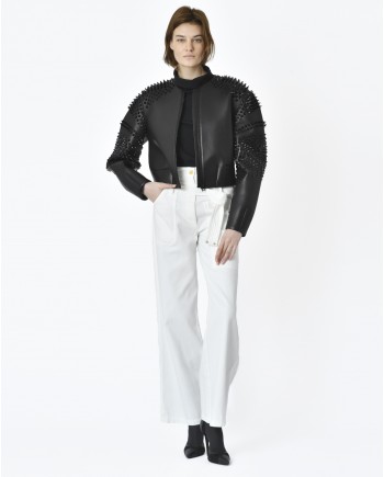 Pantalon blanc avec ceinture à boucles Hache 