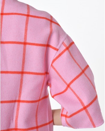 Manteau réversible rose à carreaux rouges Sorelle Secli 