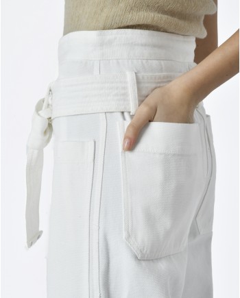 Pantalon blanc avec ceinture à boucles Hache 