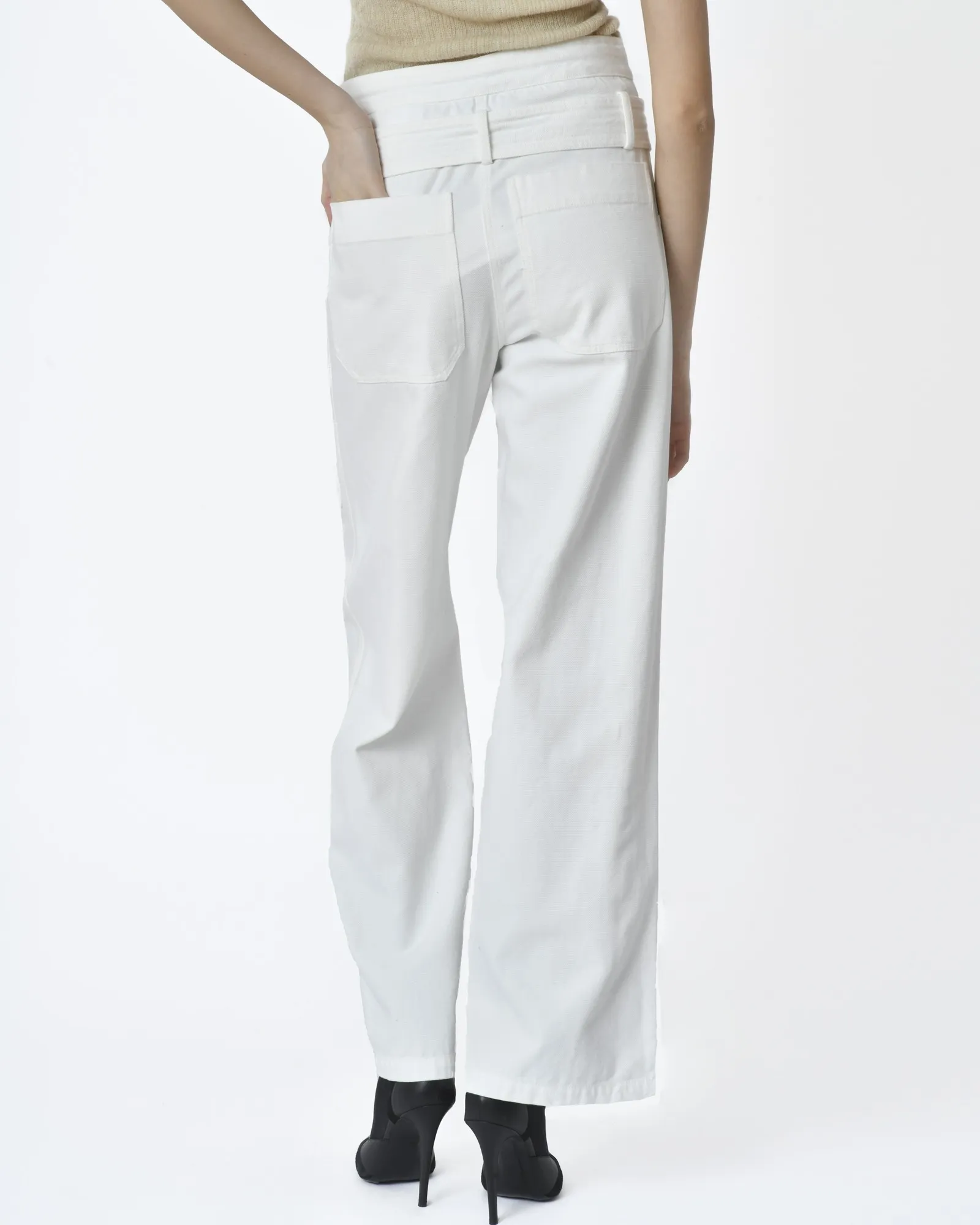 Pantalon blanc avec ceinture à boucles Hache 