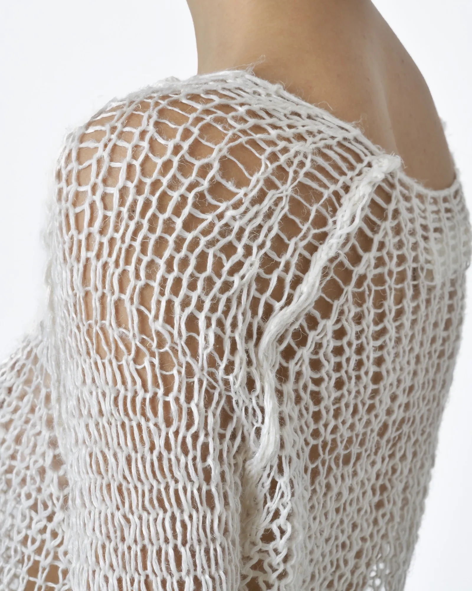 Pull blanc crochet Isabel Benenato 